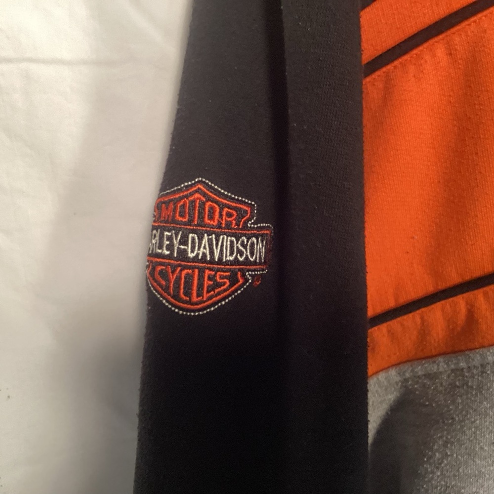 Harley-Davidson Black and Orange Zip Up Hoodie Jacket Women’s size Large 16 - 18 - Picture 3 of 14